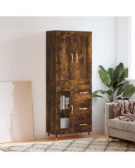 Buffet haut Chêne fumé 69,5x34x180 cm Bois d'ingénierie | Mobilier & Déco