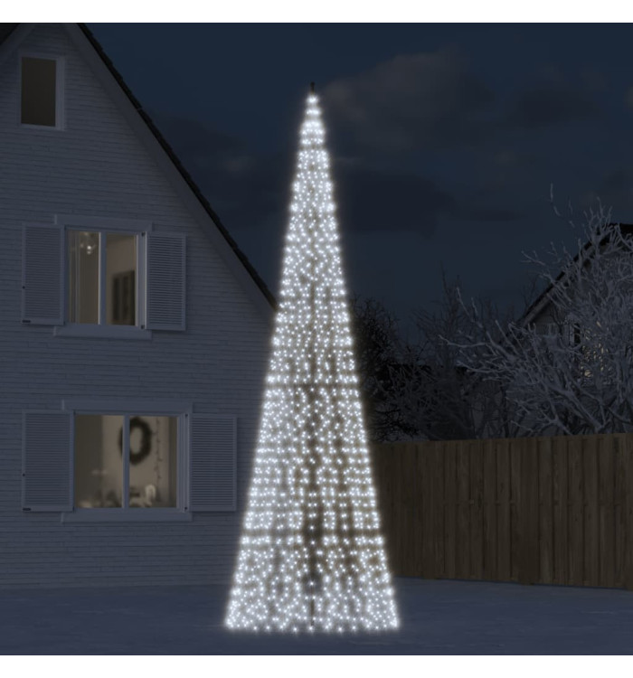Sapin de Noël à LED sur mât de drapeau 1534 LED blanc 500 cm | Mobilier & Déco