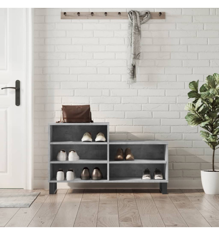 Armoire à chaussures Gris béton 102x36x60 cm Bois d'ingénierie | Mobilier & Déco