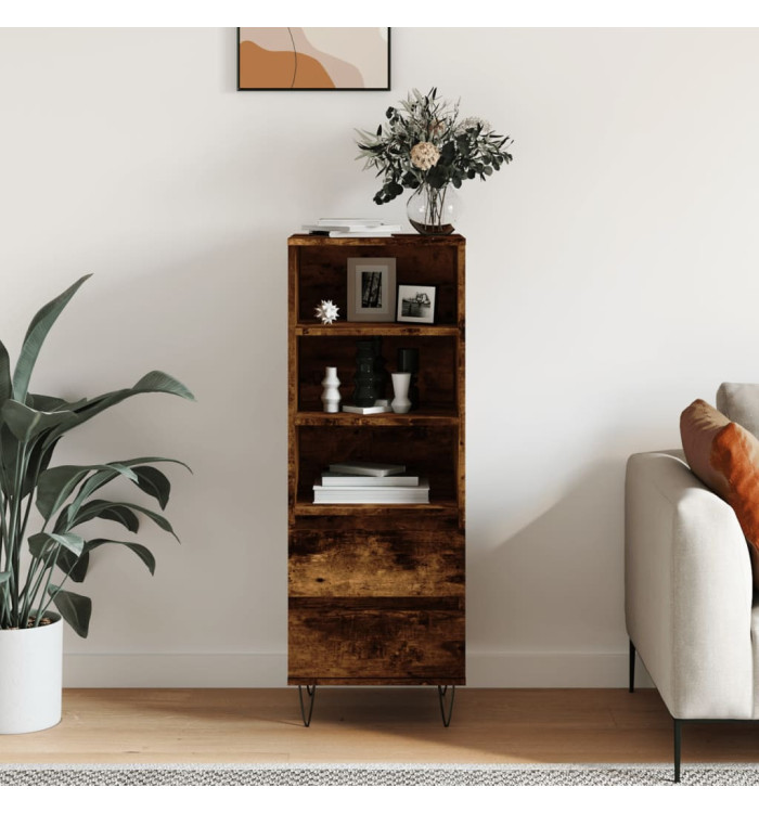 Buffet haut Chêne fumé 40x36x110 cm Bois d'ingénierie | Mobilier & Déco