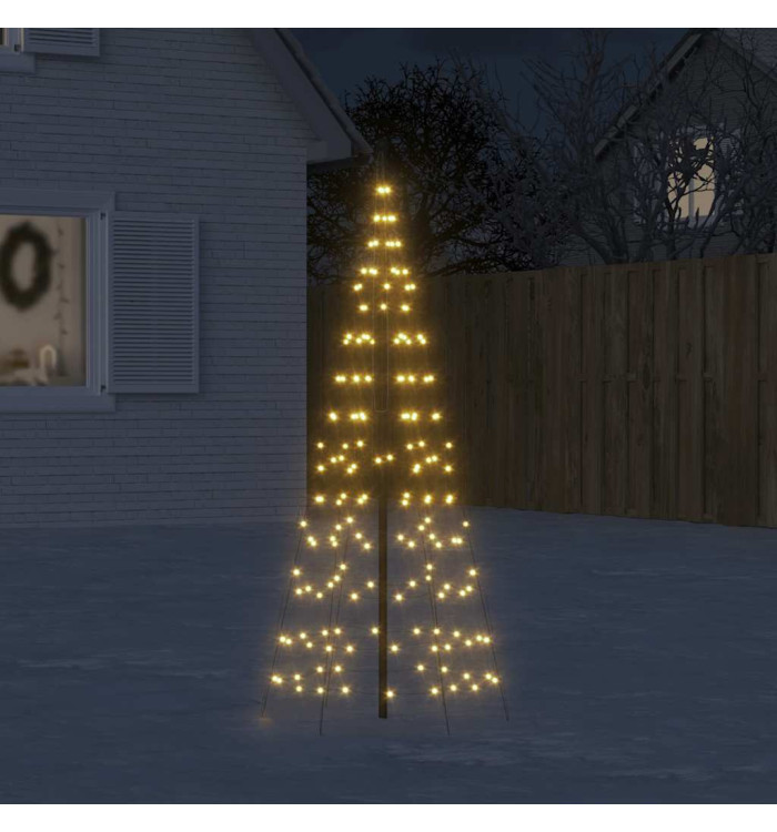 Sapin de Noël à LED sur mât de drapeau 200 LED blanc 180 cm | Mobilier & Déco