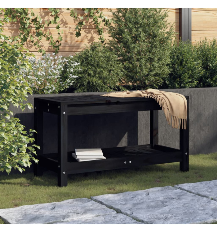 Banc de jardin noir 82,5x35x45 cm bois massif de pin | Mobilier & Déco