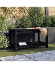 Banc de jardin noir 82,5x35x45 cm bois massif de pin | Mobilier & Déco