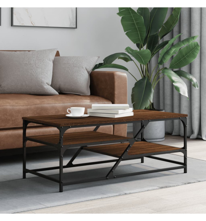 Table basse chêne marron 100x49x40 cm bois d'ingénierie | Mobilier & Déco
