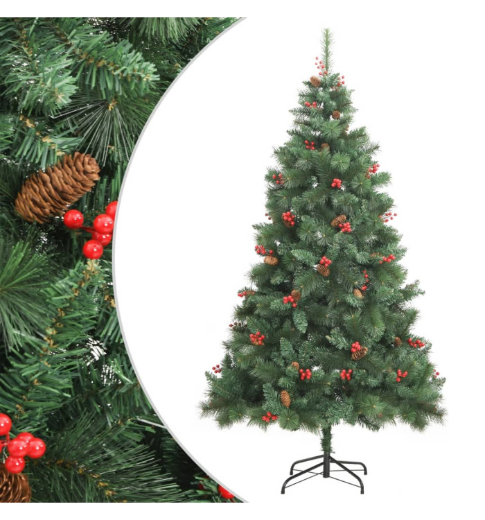 Sapin de Noël artificiel avec pommes de pin et baies 210 cm | Mobilier & Déco