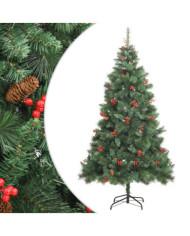 Sapin de Noël artificiel avec pommes de pin et baies 210 cm | Mobilier & Déco