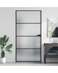 Porte intérieure mince noir verre trempé aluminium | Mobilier & Déco