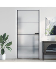 Porte intérieure mince noir 93x201,5 cm verre trempé aluminium | Mobilier & Déco