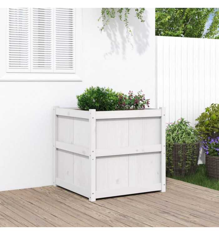 Jardinière blanc 70x70x70 cm bois de pin massif | Mobilier & Déco