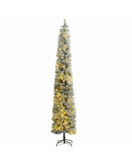 Sapin de Noël mince avec 300 LED boules et neige floquée 270 cm | Mobilier & Déco