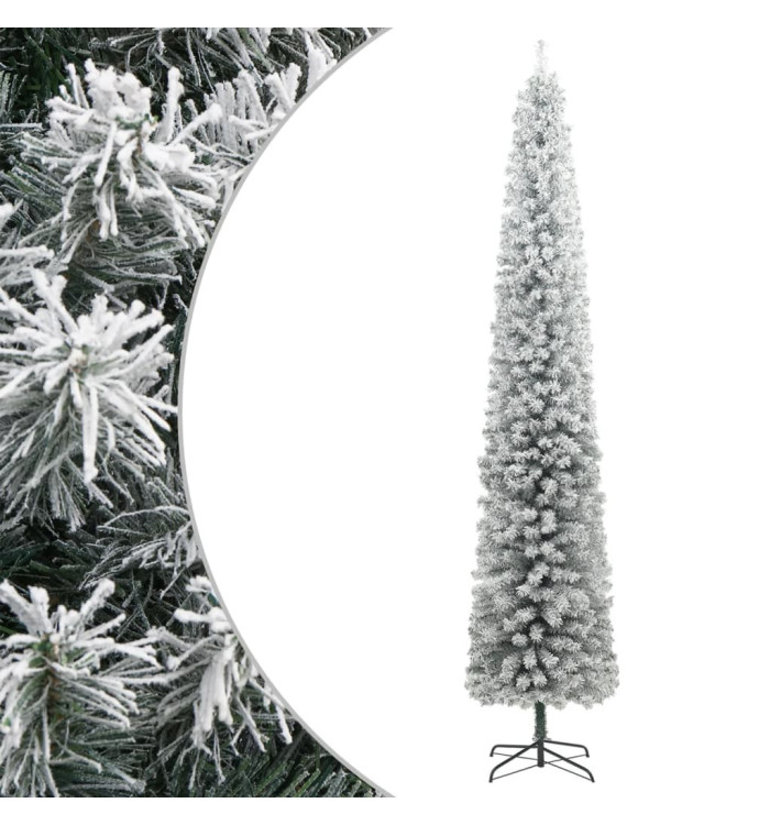Sapin de Noël mince avec support et flocon de neige 270 cm PVC | Mobilier & Déco