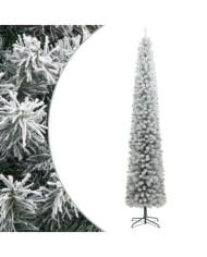 Sapin de Noël mince avec support et flocon de neige 270 cm PVC | Mobilier & Déco