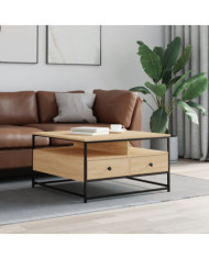 Table basse chêne sonoma 80x80x45 cm bois d'ingénierie | Mobilier & Déco