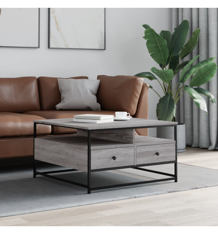 Table basse sonoma gris 80x80x45 cm bois d'ingénierie | Mobilier & Déco