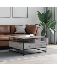 Table basse sonoma gris 80x80x45 cm bois d'ingénierie | Mobilier & Déco