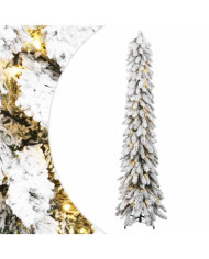 Sapin de Noël artificiel pré-éclairé avec 130 LED/neige floquée | Mobilier & Déco
