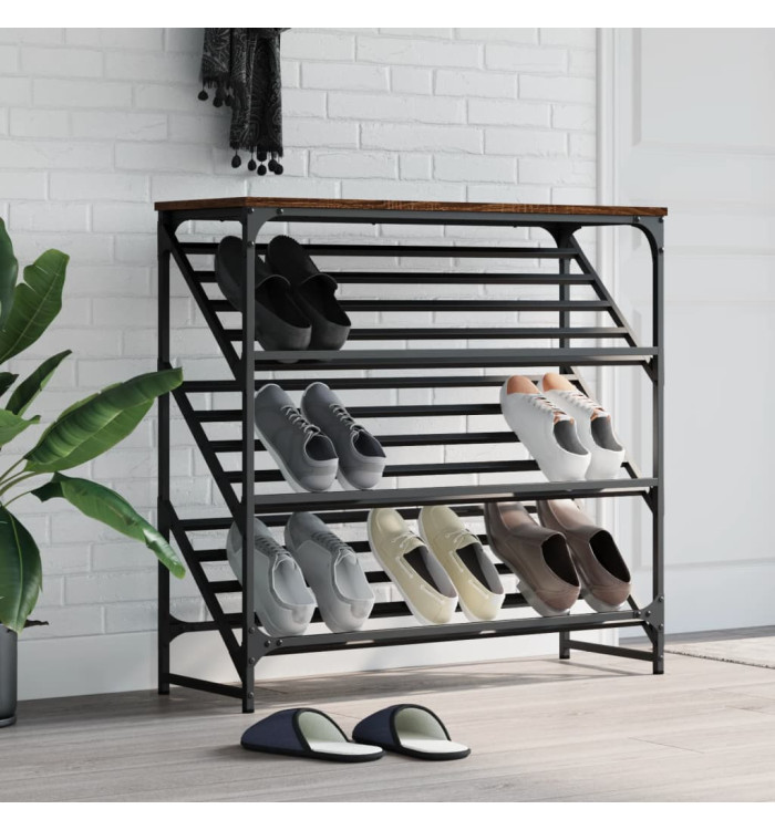 Étagère à chaussures chêne marron 90x30x85 cm bois d'ingénierie | Mobilier & Déco