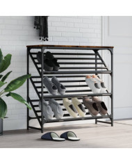 Étagère à chaussures chêne fumé 90x30x85 cm bois d'ingénierie | Mobilier & Déco