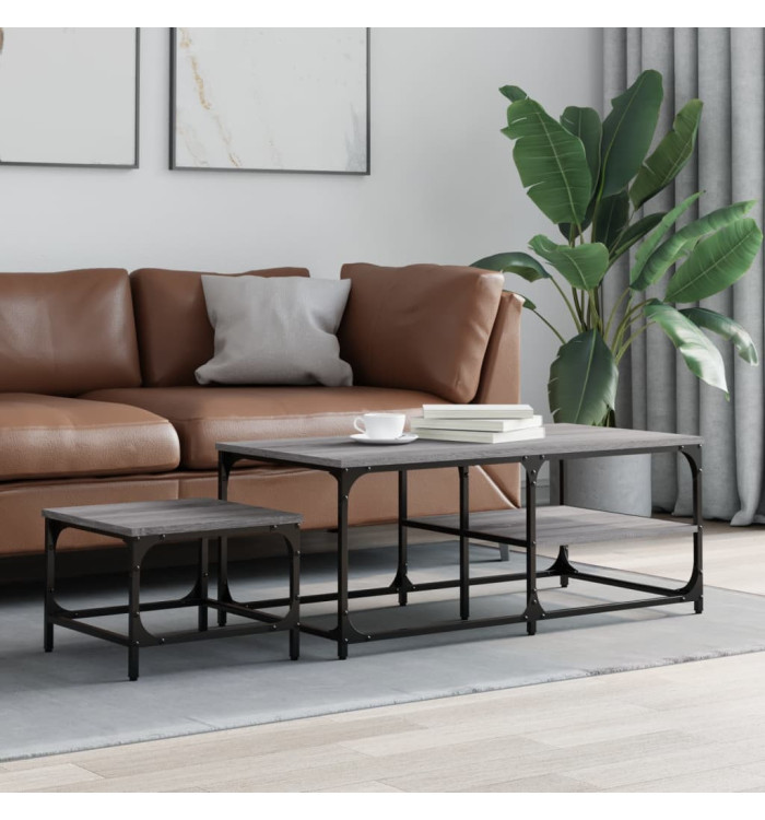 Tables basses gigognes 2 pcs sonoma gris bois d'ingénierie | Mobilier & Déco