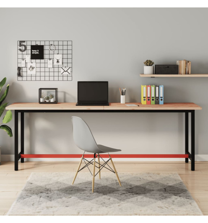 Établi 220x55x81,5 cm bois massif de hêtre et métal | Mobilier & Déco