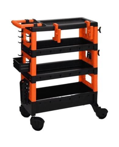 FX-Tools Chariot à outils à 4 niveaux noir et orange | Mobilier & Déco