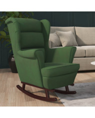 Fauteuil à bascule et pieds en bois d'hévéa Vert foncé Velours | Mobilier & Déco