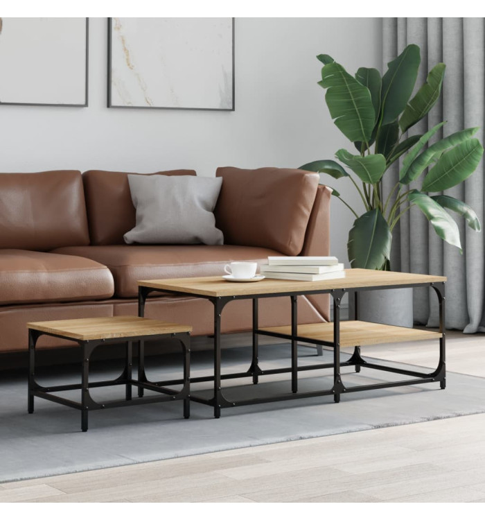 Tables basses gigognes 2 pcs chêne sonoma bois d'ingénierie | Mobilier & Déco