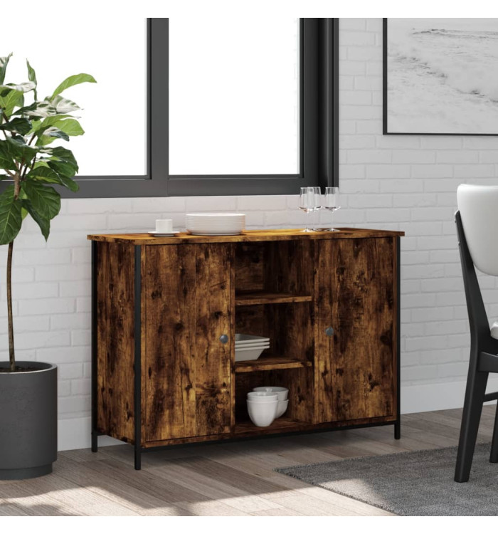 Buffet chêne fumé 100x35x70 cm bois d'ingénierie | Mobilier & Déco