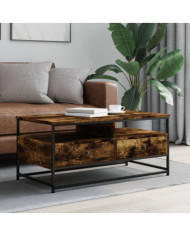 Table basse chêne fumé 100x51x45 cm bois d'ingénierie | Mobilier & Déco