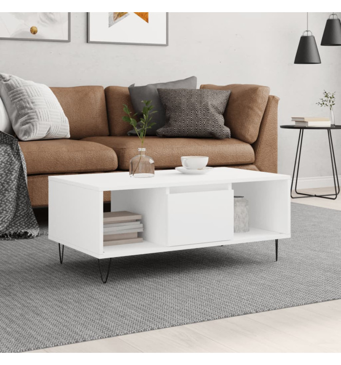 Table basse Blanc 90x50x36,5 cm Bois d'ingénierie | Mobilier & Déco