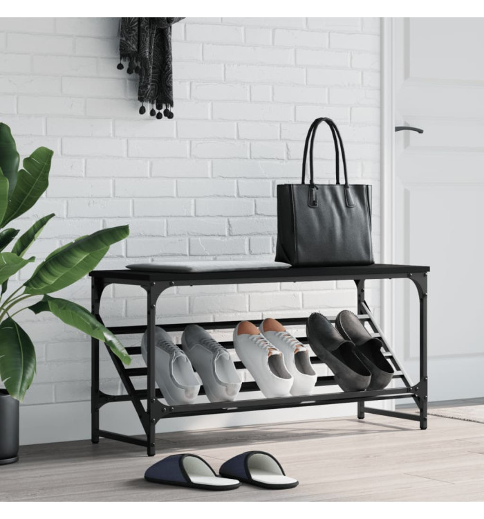 Étagère à chaussures noir 90x30x45 cm bois d'ingénierie | Mobilier & Déco