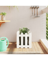 Jardinière avec design de clôture blanc 40x40x40 cm pin massif | Mobilier & Déco