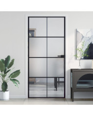 Porte intérieure mince noir 93x201,5 cm verre trempé aluminium | Mobilier & Déco