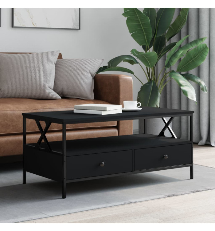 Table basse noir 100x51x45 cm bois d'ingénierie | Mobilier & Déco
