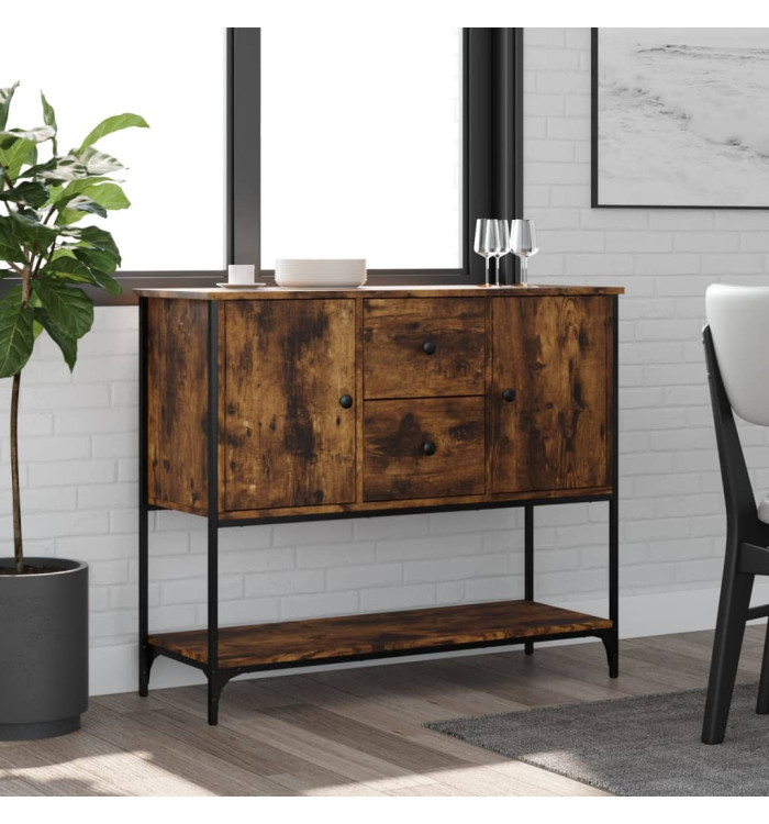 Buffet chêne fumé 100x36x85 cm bois d'ingénierie | Mobilier & Déco