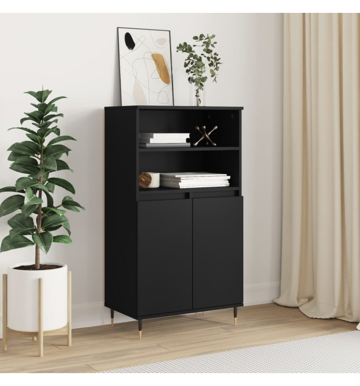 Buffet haut Noir 60x36x110 cm Bois d'ingénierie | Mobilier & Déco