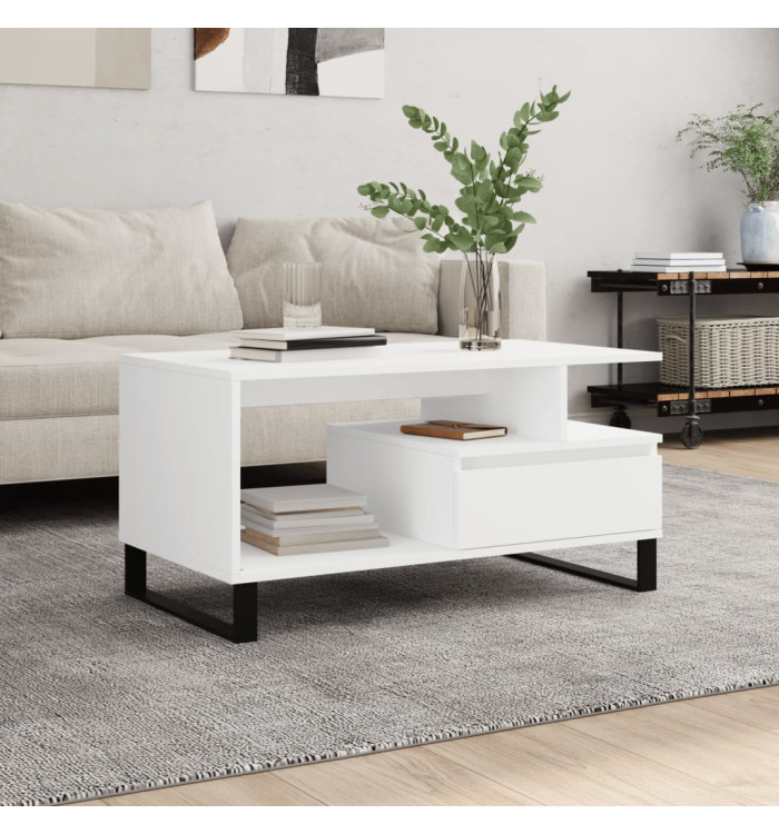 Table basse Blanc 90x49x45 cm Bois d'ingénierie | Mobilier & Déco