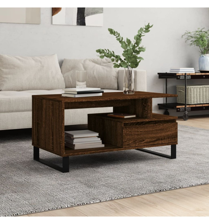 Table basse Chêne marron 90x49x45 cm Bois d'ingénierie | Mobilier & Déco