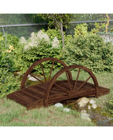 Pont de jardin avec demi-roue 99x50x38 cm bois de sapin massif | Mobilier & Déco