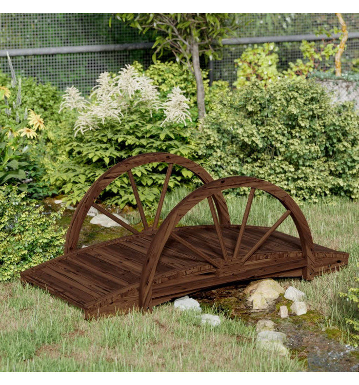 Pont de jardin avec demi-roue 99x50x38 cm bois de sapin massif | Mobilier & Déco