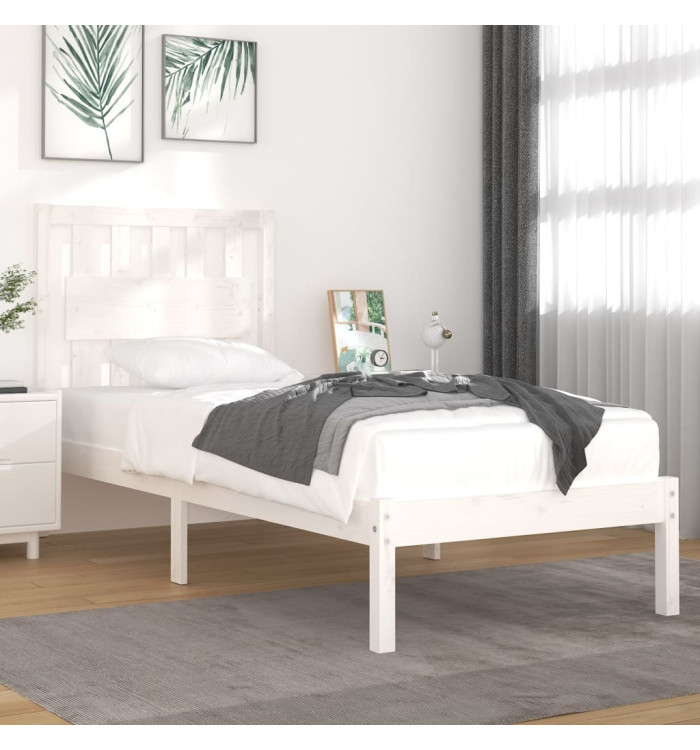 Cadre de lit sans matelas blanc bois massif | Mobilier & Déco