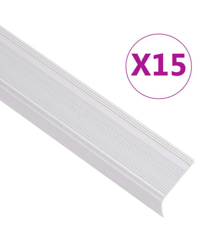 Nez de marche forme en L 15 pcs aluminium 100 cm argenté | Mobilier & Déco