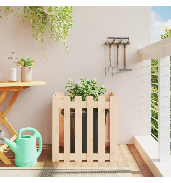 Jardinière avec design de clôture 60x60x60 cm pin massif | Mobilier & Déco