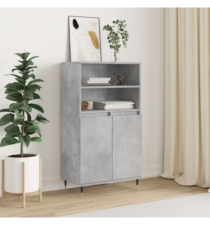 Buffet haut Gris béton 60x36x110 cm Bois d'ingénierie | Mobilier & Déco