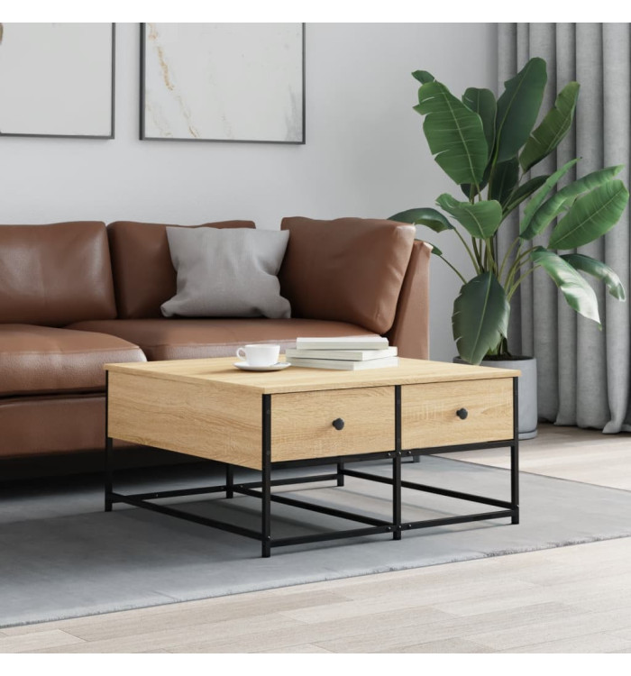Table basse chêne sonoma 80x80x40 cm bois d'ingénierie | Mobilier & Déco