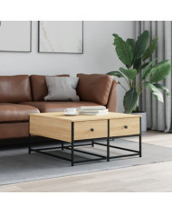 Table basse chêne sonoma 80x80x40 cm bois d'ingénierie | Mobilier & Déco