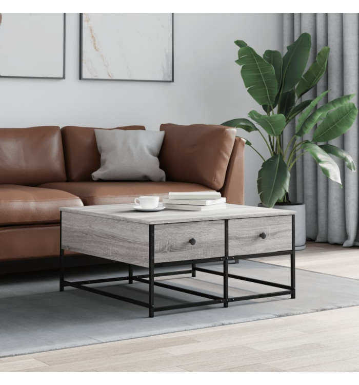 Table basse sonoma gris 80x80x40 cm bois d'ingénierie | Mobilier & Déco