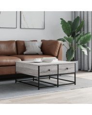 Table basse sonoma gris 80x80x40 cm bois d'ingénierie | Mobilier & Déco