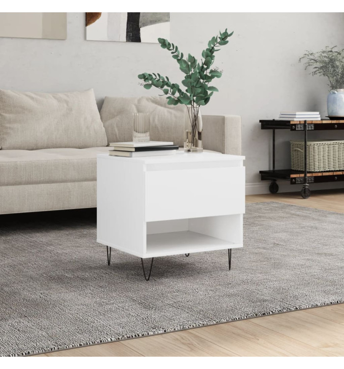 Table basse blanc 50x46x50 cm bois d’ingénierie | Mobilier & Déco