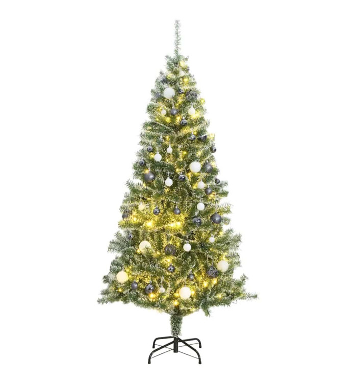 Sapin de Noël artificiel 300 LEDetboulesetneige floquée 210 cm | Mobilier & Déco